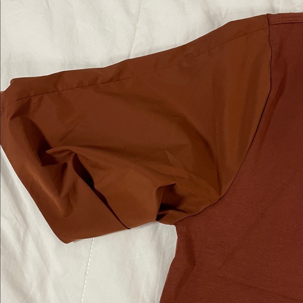 Athleta Short Puff Sleeve Top - Warm Chocolate Brown - Picture 3 of 3